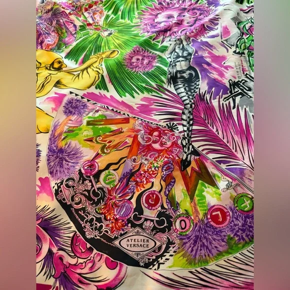 Versace Scarf. 100% Silk. Vibrant Multicolor. Made in Italy.